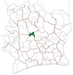 Location in Ivory Coast. Kounahiri Department has retained the same boundaries since its creation in 2005.