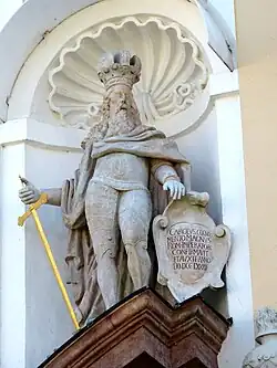 Charlemagne at Kremsmünster Abbey, by Johann Peter Spaz, 1667