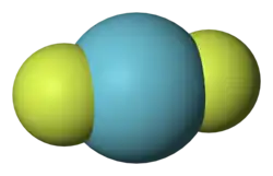 Spacefill model of krypton difluoride