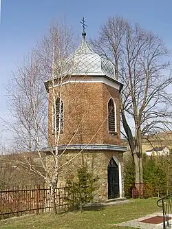 A bell tower in the village