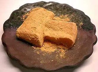 Kurumimochi (rice cake) covered in kinako