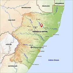 Location of Babanango Game Reserve