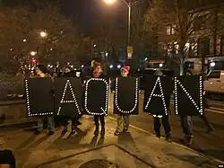 A memorial from protesters following the murder of Laquan McDonald, November 24, 2015