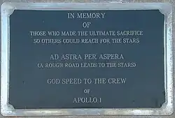 Memorial plaque attached to launch platform