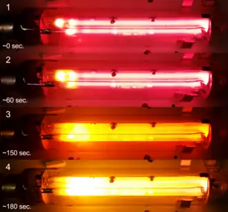 An LPS/SOX lamp warming up