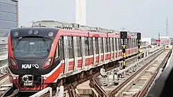 Jabodebek LRT arriving to Jati Mulya station