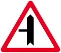 Junction with minor road (from the left) (also used )