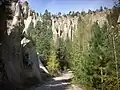 Tent rocks eroded out of the La Cueva Member near La Cueva