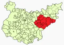 Location of the comarca in the province of Badajoz
