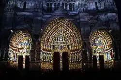 Amiens Cathedral illuminated as it may have appeared when painted
