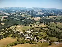 Drone view of the village of Labrousse