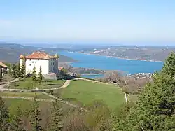 The Château d'Aiguines with its view of the Lake of Sainte-Croix