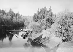 Black and white photograph of the Lafayette steamboat landing.