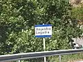 Lagadia village road sign.