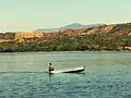 A boater on the reservoir.