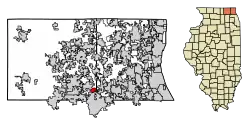 Location of Fox River Grove in McHenry County and Lake County, Illinois.