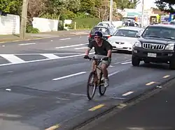 Streetscape in which cyclists and motorists share the road