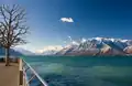 The Rhône valley on the right and the east part of the Chablais Alps on the left from across Lake Geneva