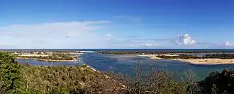 Lakes Entrance. The town is on the left and "The Entrance" is near the centre