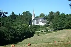 The church and surroundings in Lamontélarié