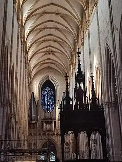 Center aisle, looking west to the organ.