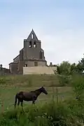 The church seen from the fields.