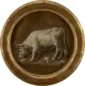 Ox, with reference to La Fontaine's version of Aesop's fable The Frog and the Ox[10]