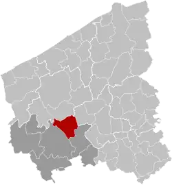 Location of Langemark-Poelkapelle in West Flanders
