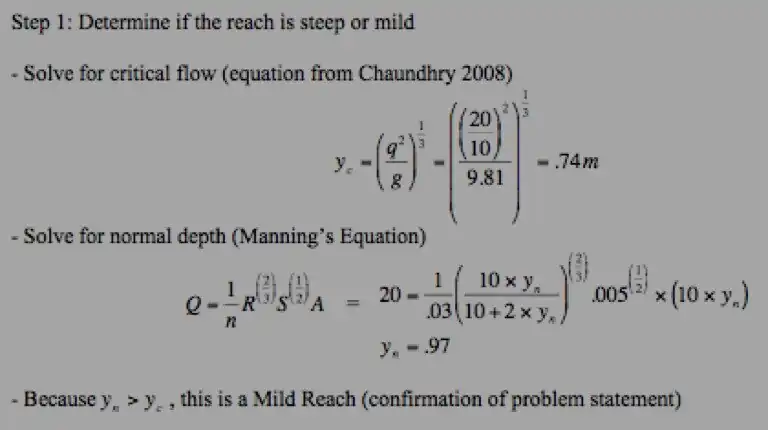 Calculations necessary for the first step in the standard step method