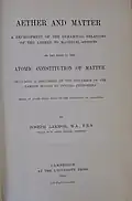 Title page to a 1900 copy of Aether and Matter