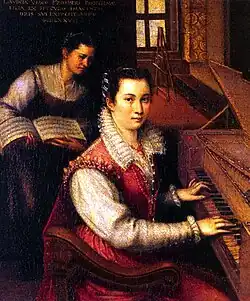 Self-portrait at the Clavichord with a Servant (1577) by Lavinia Fontana