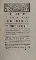 First page of volume I of "Traité élémentaire de Chimie" (1789)