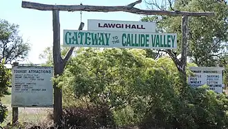 Sign outside Lawgi Hall, 2014