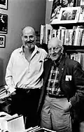 Lawrence Ferlinghetti at the Grolier in the 1960s, with Gordon Cairnie, the owner at the time.