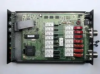 Inside of antenna tuner, viewed from above