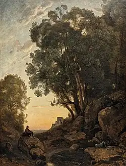 Sunset in Chevrier by Jean-Baptiste-Camille Corot