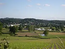 The village of Grand-Bourg seen from the village of Ardannes, the river Gartempe is in the foreground