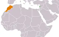 Map indicating locations of Lebanon and Morocco