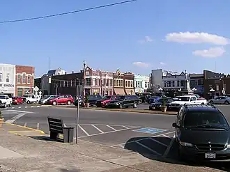 Lebanon's Town Square with a statue of General Robert H. Hatton at the center