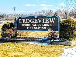 Town hall and fire department sign