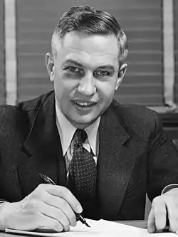 Lee DuBridge in his Rad Lab office (Building 24)