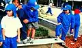 Schoolboys wearing legionnaire hats, Sydney, 2002