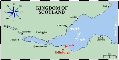Location map of Leith and Edinburgh