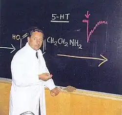 An Austrian chemist with colored chalk, 1970