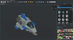 LeoCAD screenshot of a shuttle model inspired from Endless Sky