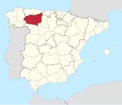 Map of Spain with the province of León highlighted