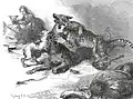 Escaped Leopard Battles with Dogs at Raglan Castle, circa 1875, by Sydney P. Hall