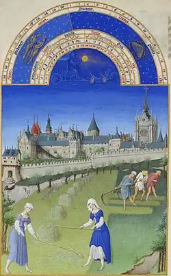 Illustration in Très Riches Heures du Duc de Berry (c. 15th century; chapel at right)