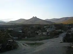 View of Lisne with the Crimean Mountains in the background.