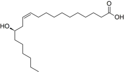 Stereo, skeletal formula of lesquerolic acid (Z,R)